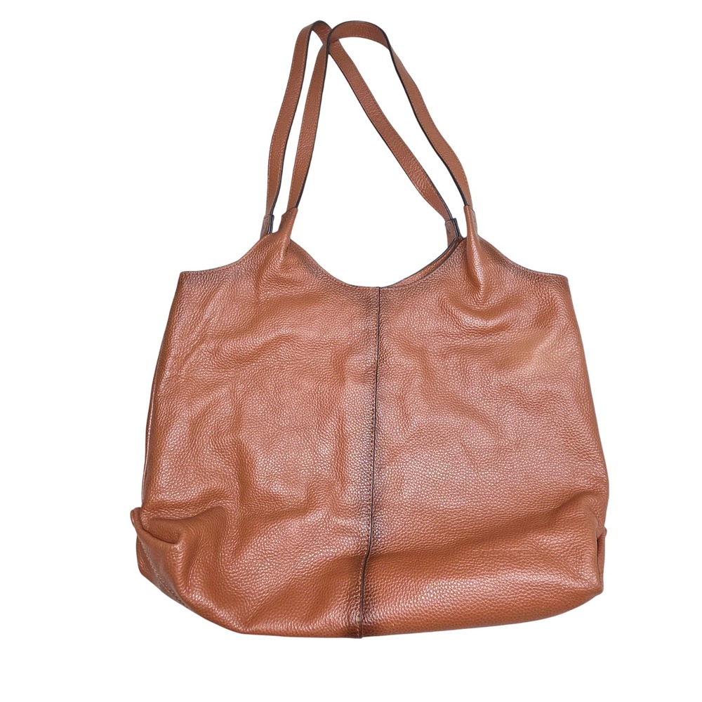 Bostanten Womens Cognac Brown Pebbled Leather Hobo Shoulder Bag Tote Zippered